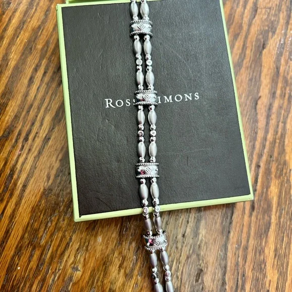 Ross-Simons Sterling Silver Beaded w/Diamond Accent Bracelet - Picture 4 of 7